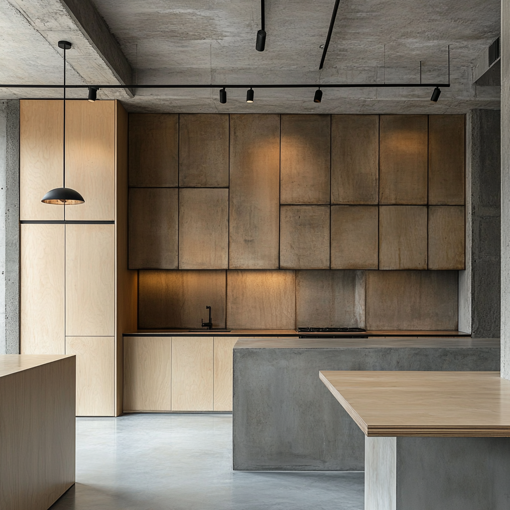 Industrial Style Foyer with Matching Kitchen