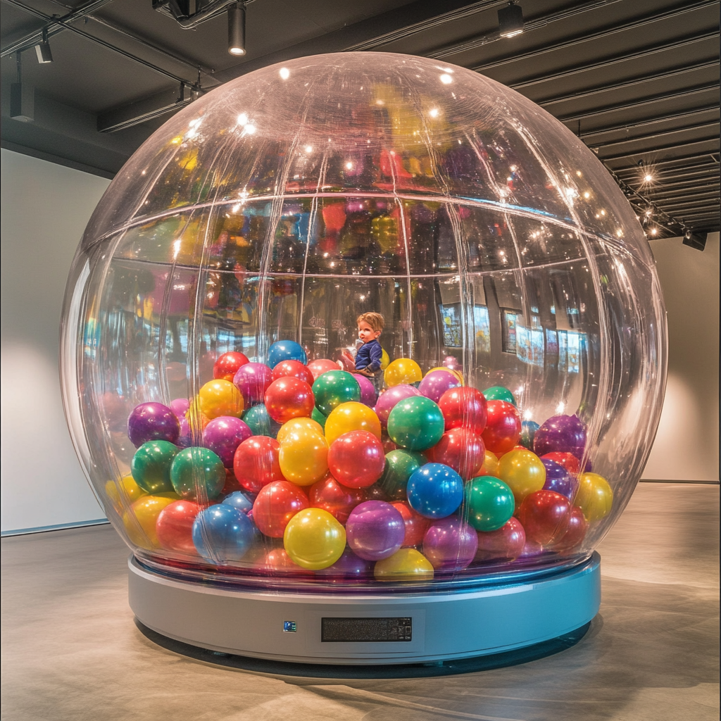 Inflatable Gumball Dome Installation with Child Playing Display