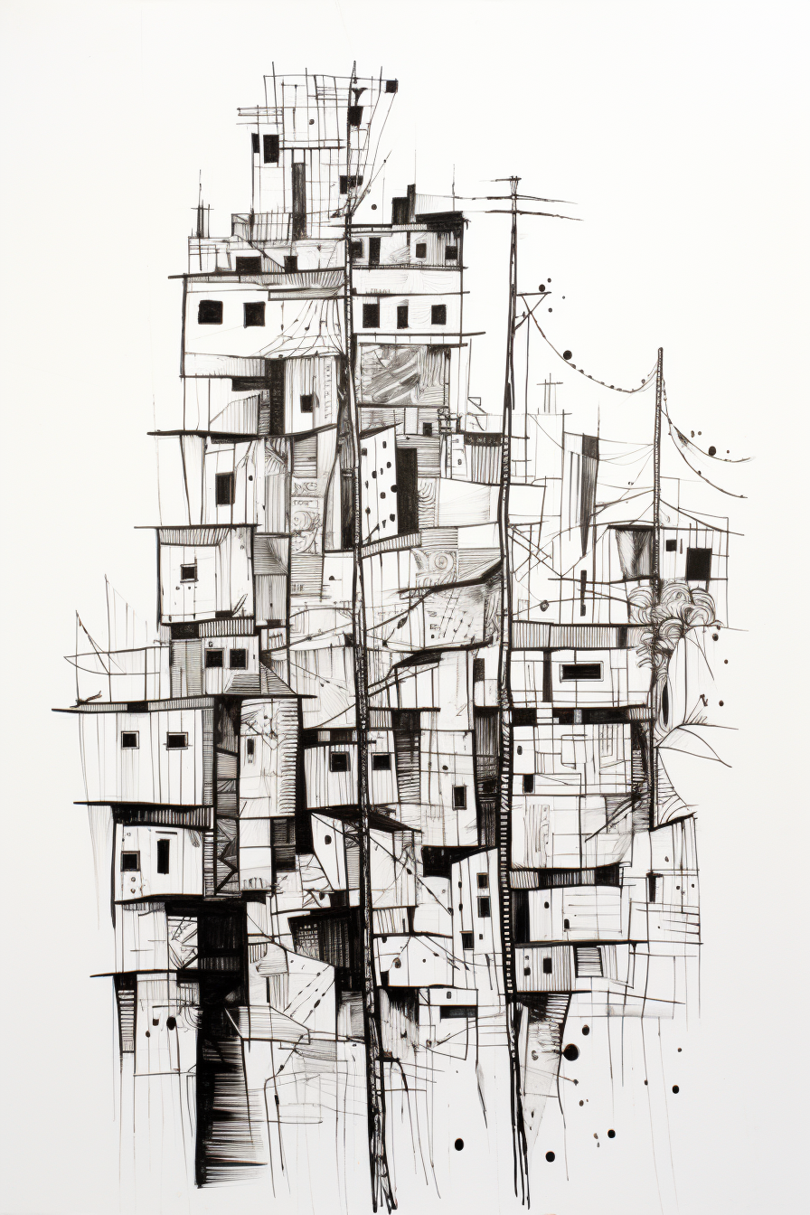 Ink drawing of Fortaleza Ceará Brazil architecture.