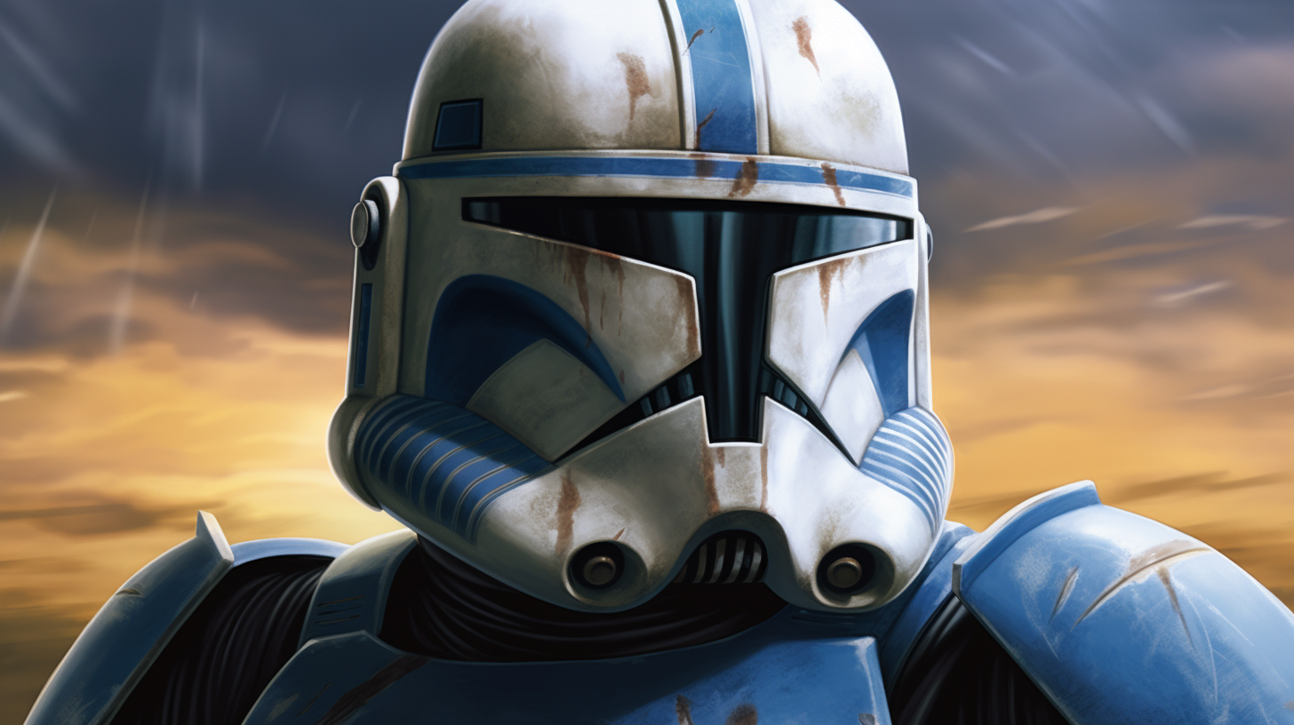 Intense Clone Trooper Stares at Dark City