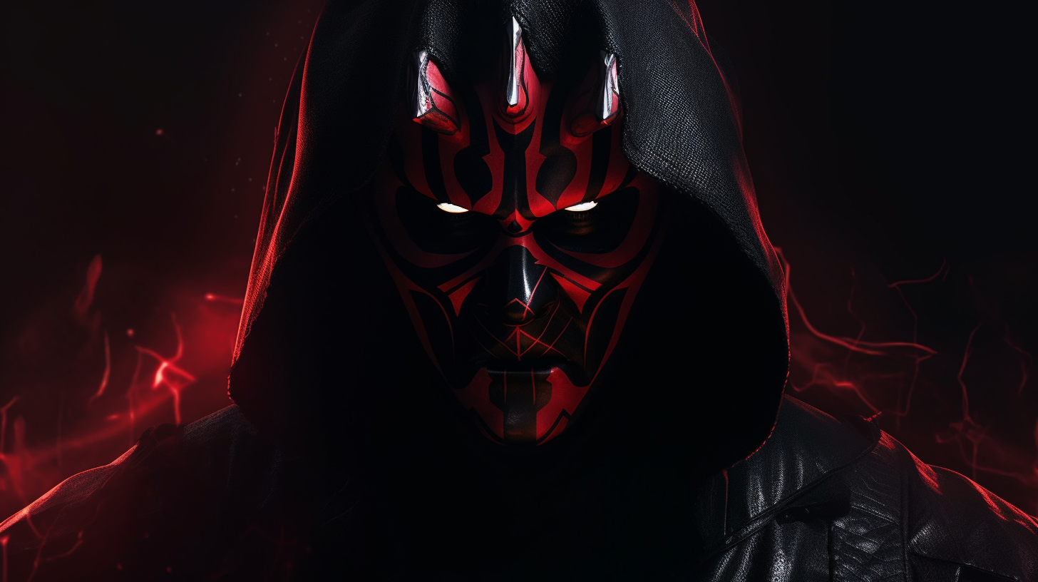 Intense Sith Figure: Red eyes, black hood, flames