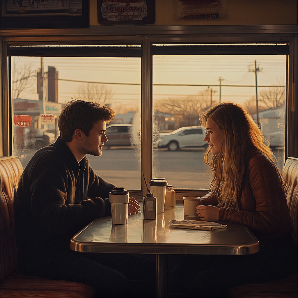 Intimate Moment in Classic Diner Setting