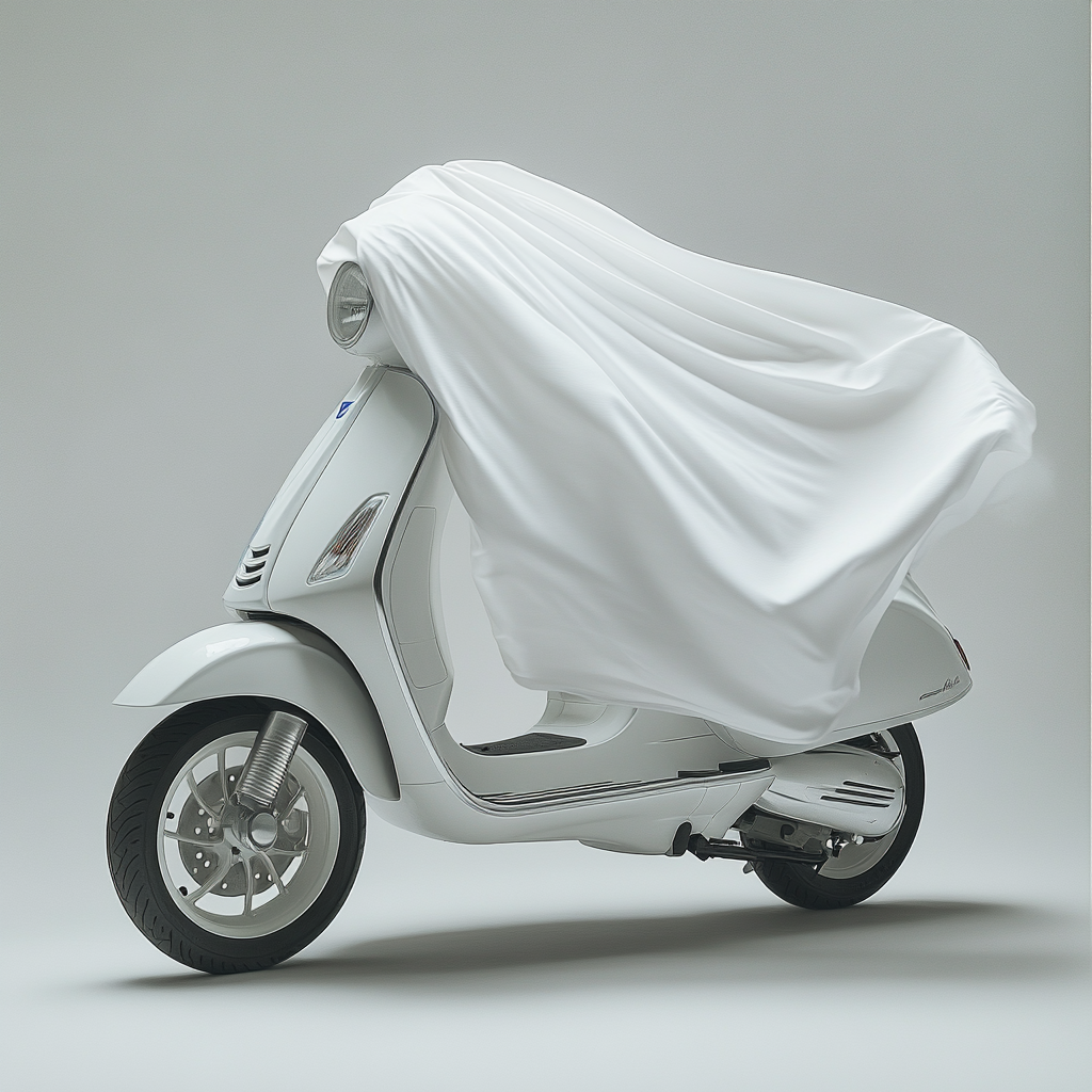 Invisible Vespa Covered by Flying White Sheet