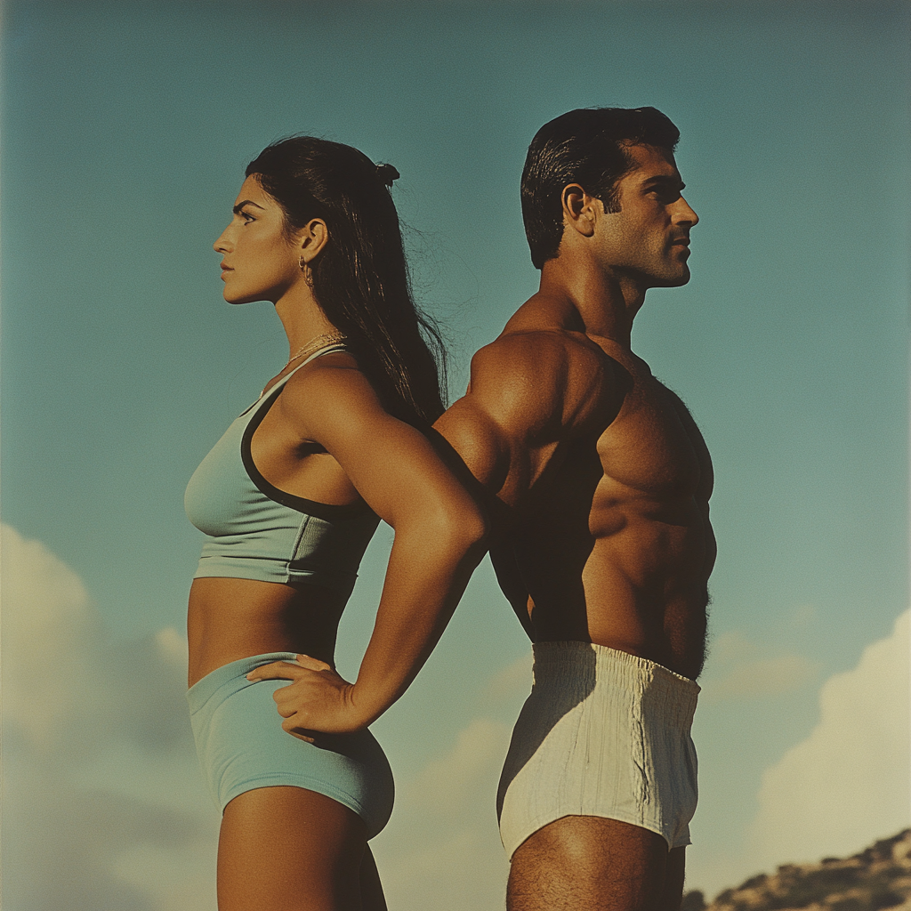 Israeli man and woman in 70's sports gear