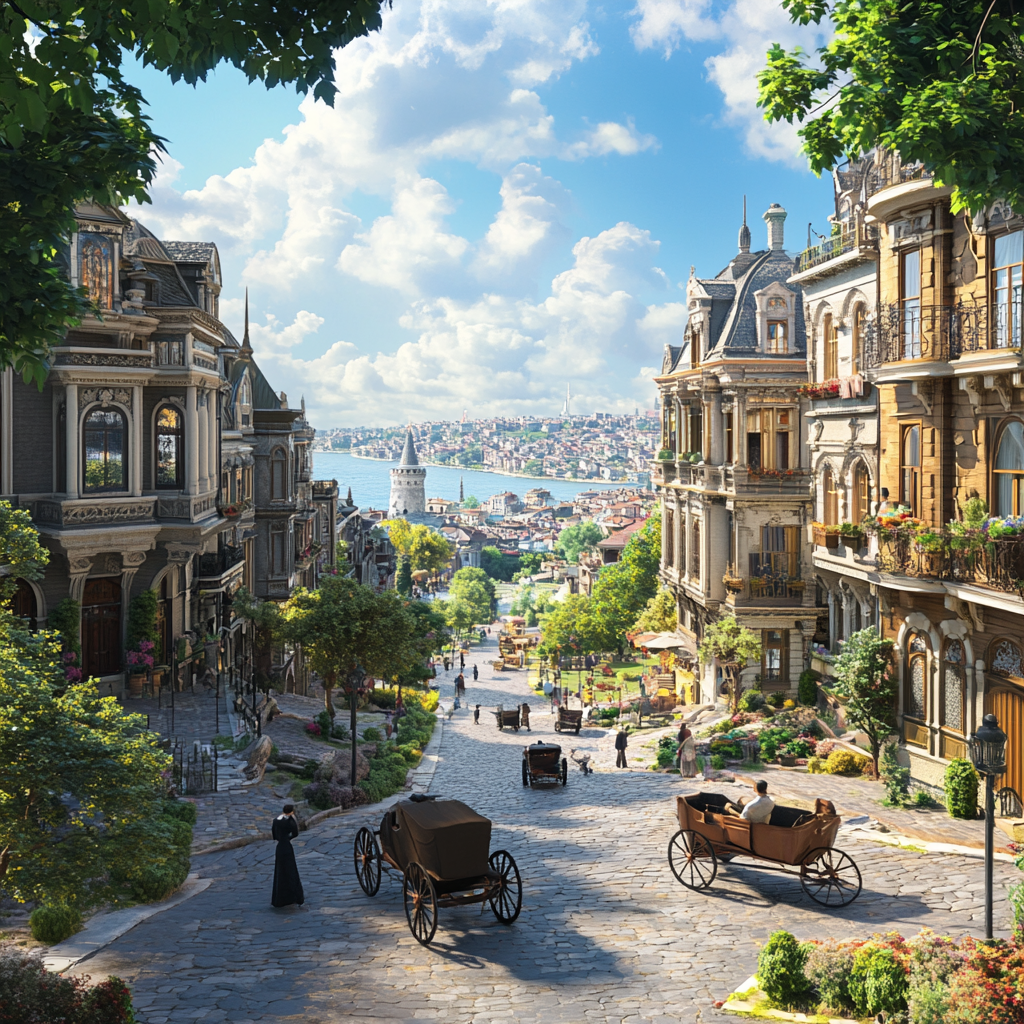 Istanbul Past 1900s Photographic View 3D Render