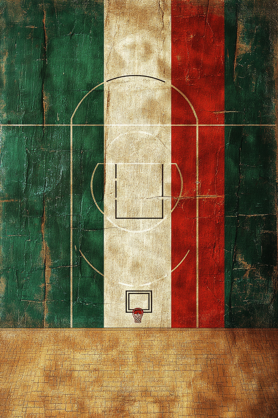 Italian flag basketball court design with realistic details.