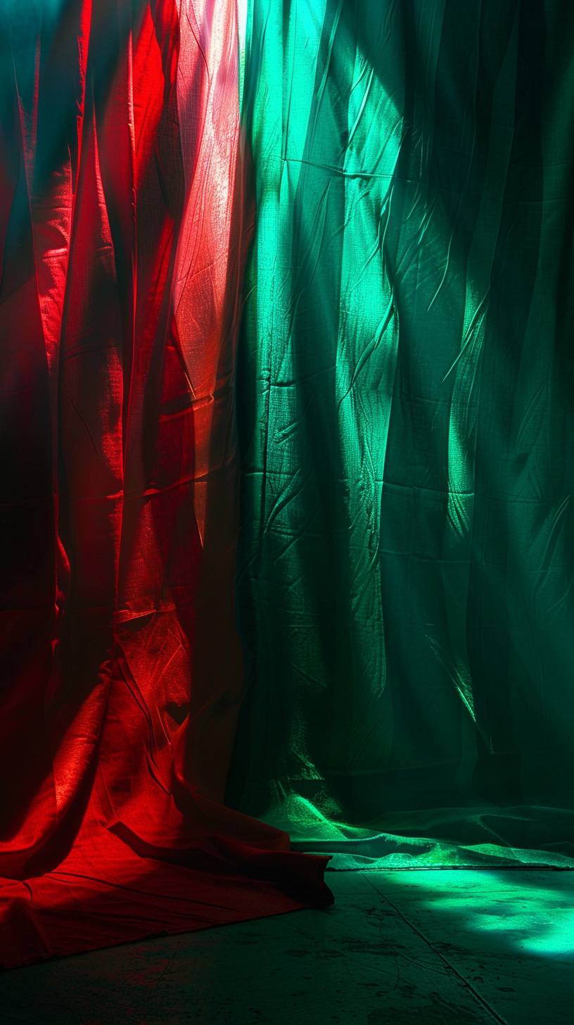 Italian flag illuminated by projector. Stunning, cinematic lighting effect.