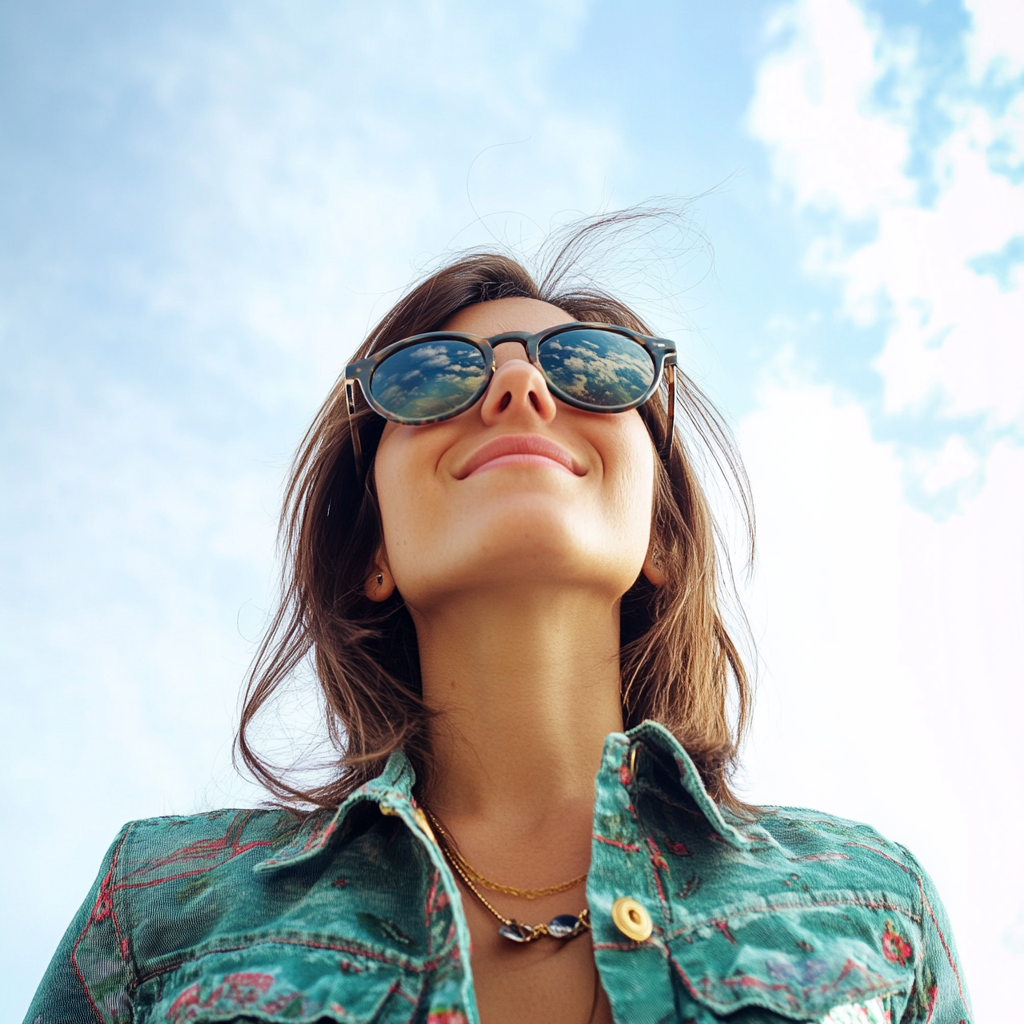 Italian tourist woman with sunglasses likes exploring Gastronomic Tourism.