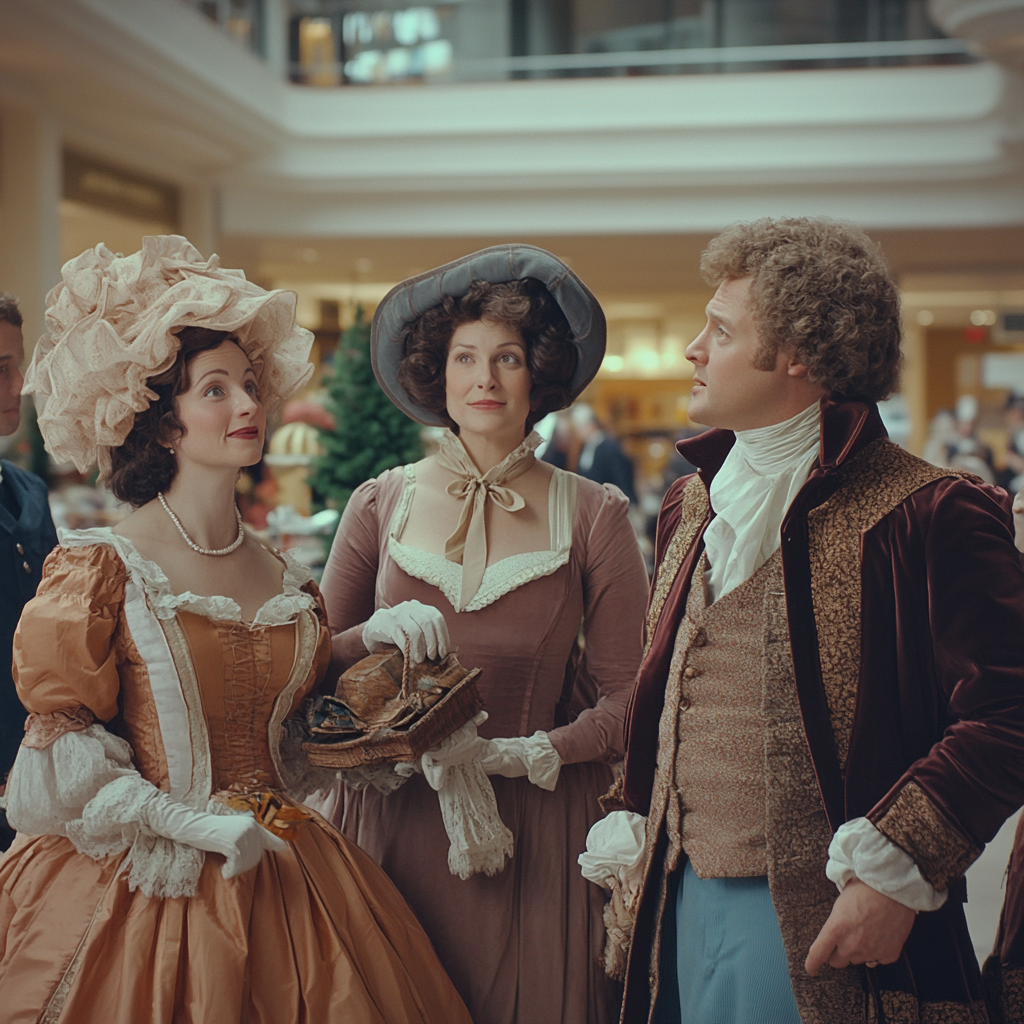 Jane Austen characters act in a hilarious mall.