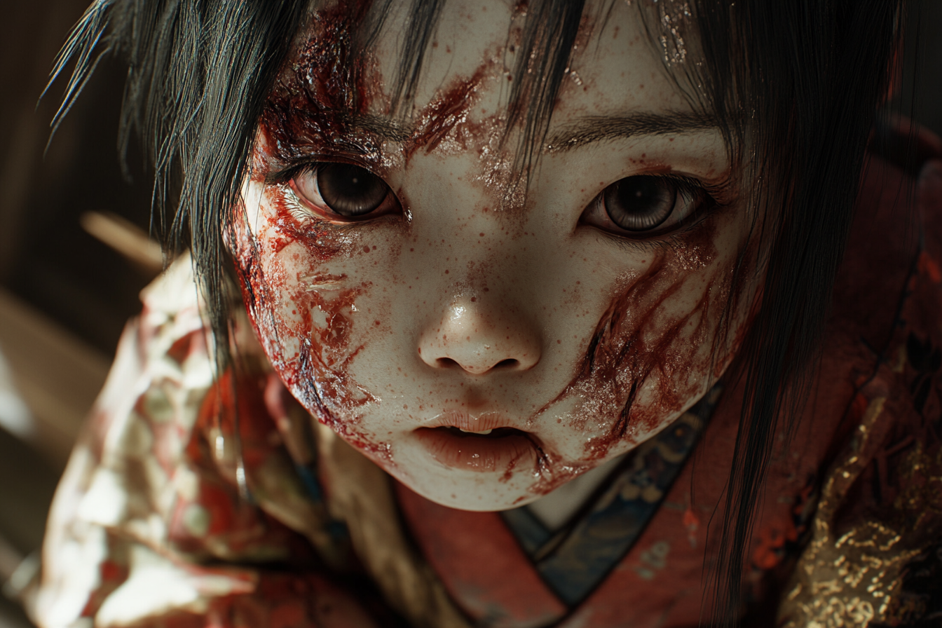 Japanese Child Yokai Edo Face Super-Resolution Photography 4K