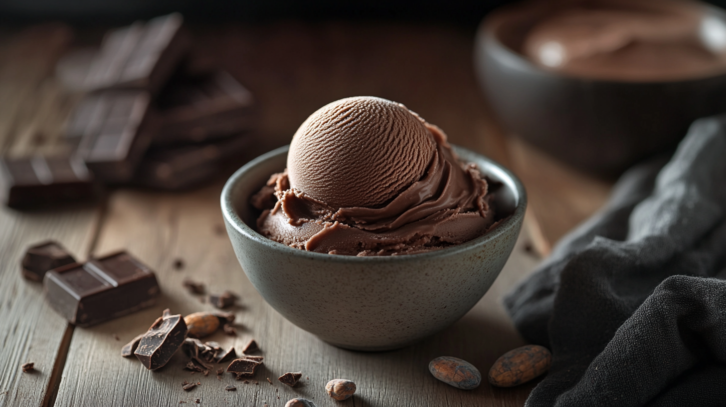 Japanese Japandi Style Bowl Chocolate Gelato Photo