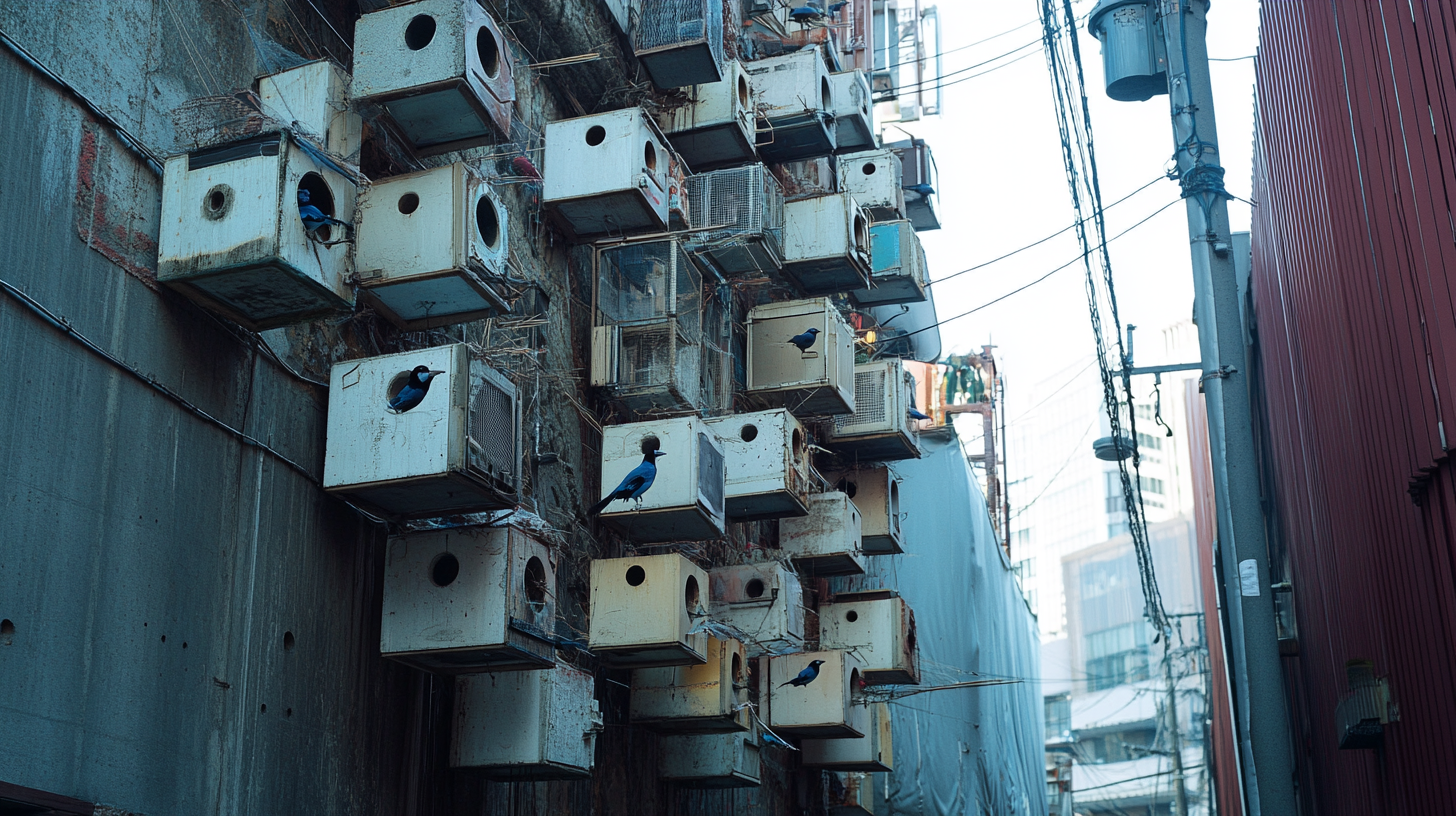 Japanese Metabolism Birdhouse Tower Urban Alley Blue Jay