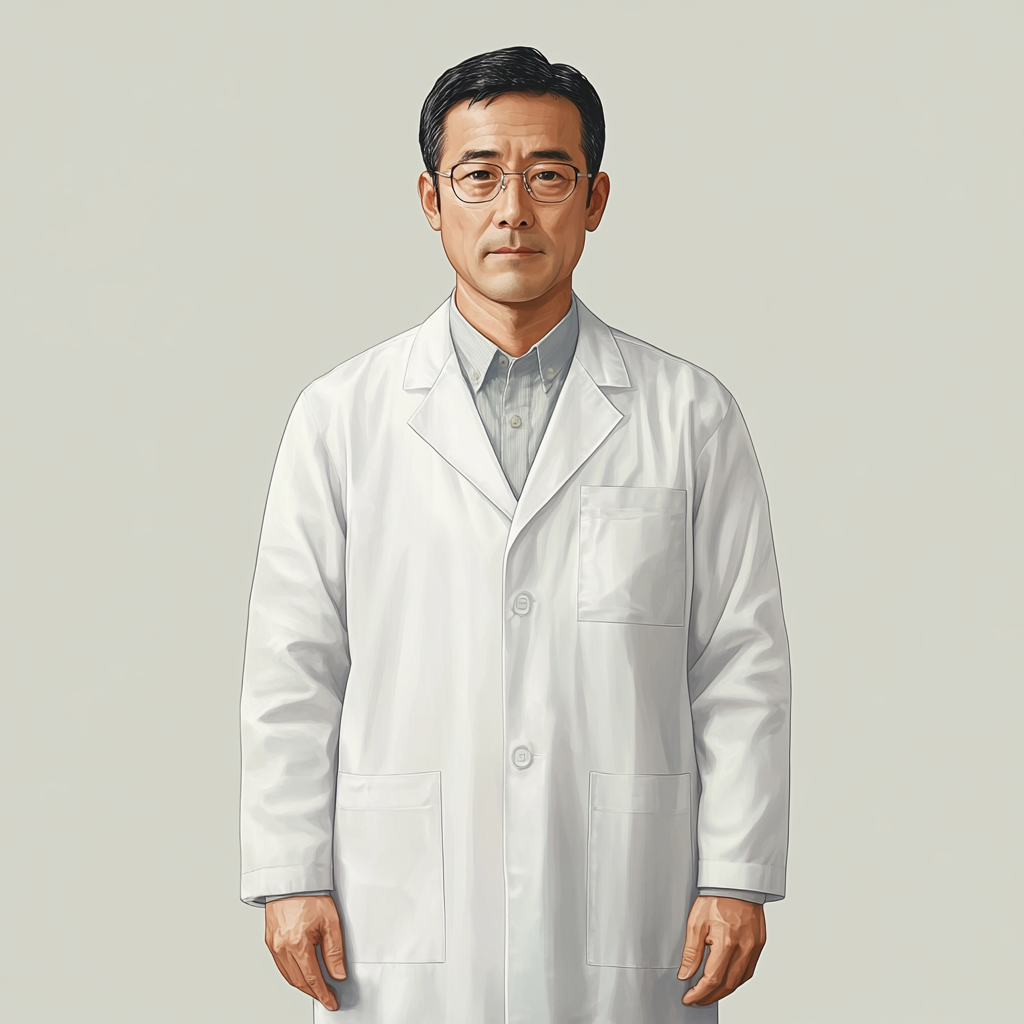 Japanese Scientist in Lab Coat Portrait