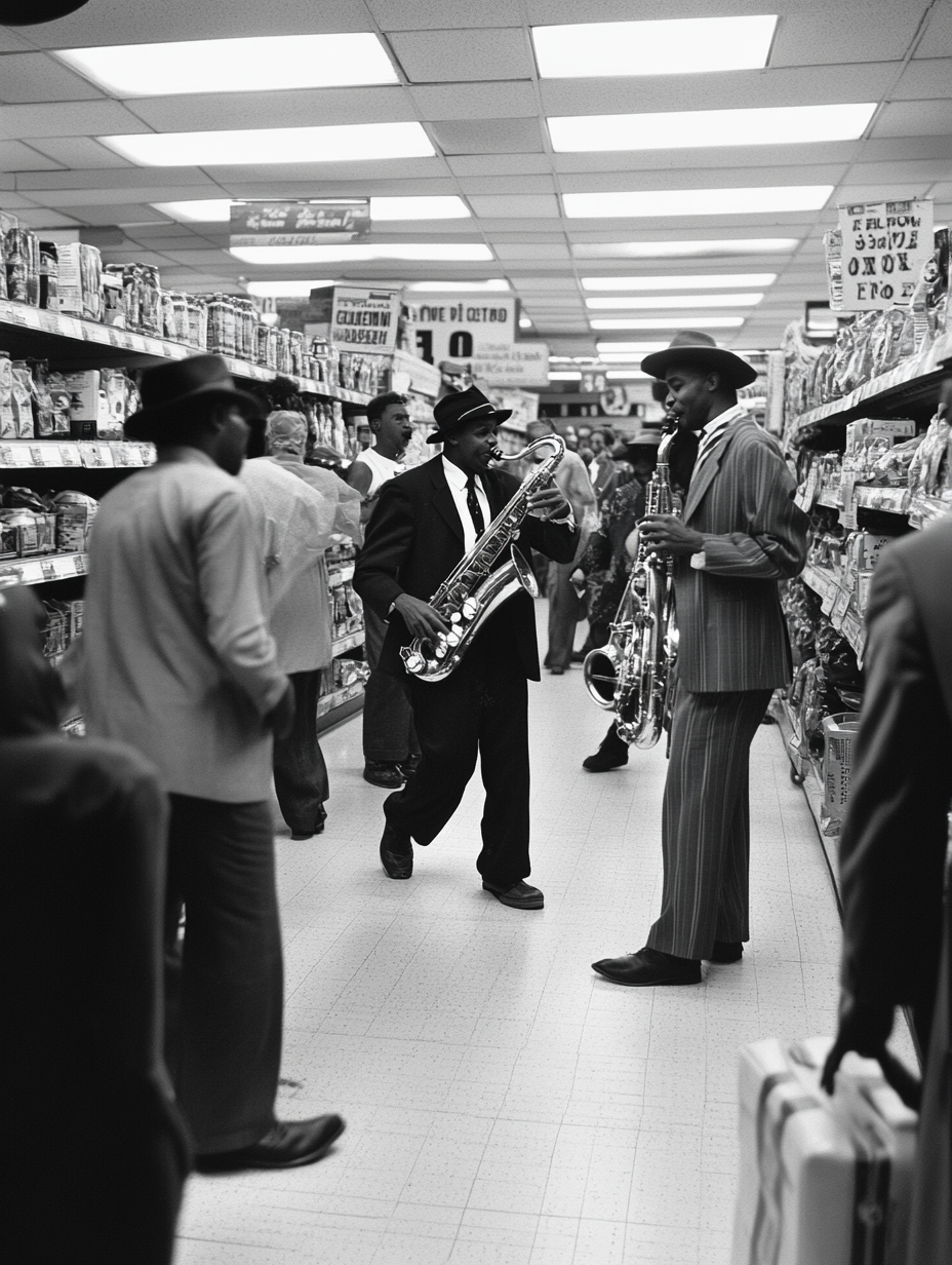 Jazz band surprises shoppers, dancing in grocery store