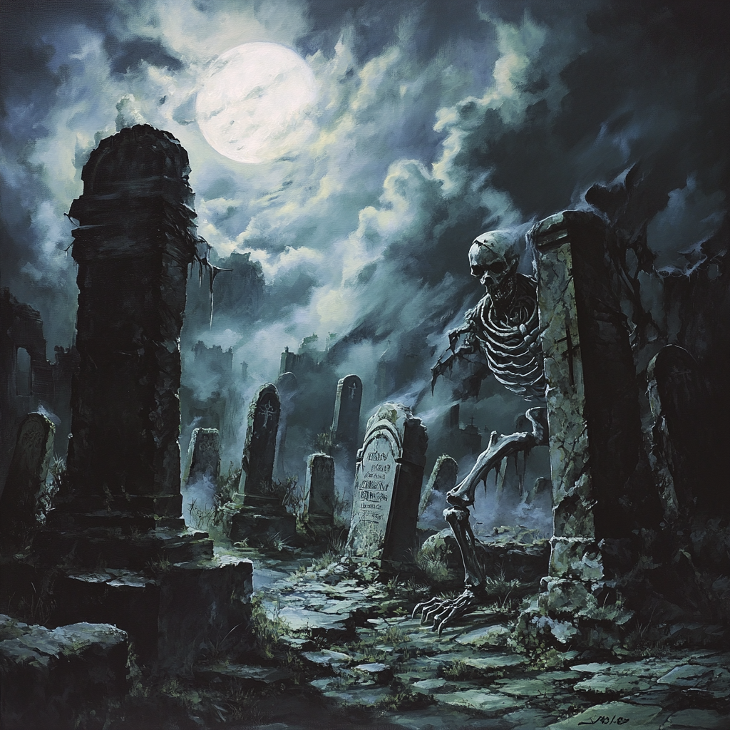 Jeff Easley Style Old Graveyard Painting 