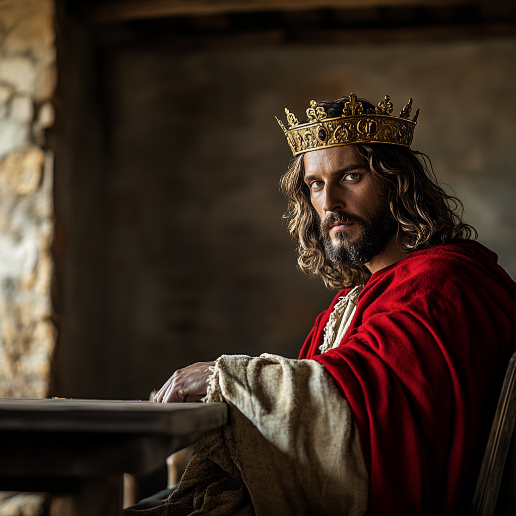 Jesus, King at Table, Empty Chair in Front