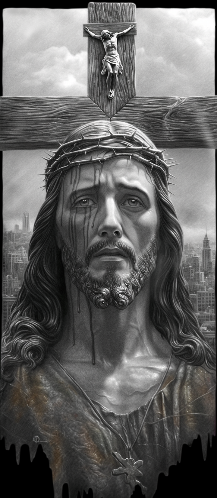 Jesus on Cross, Realistic Chicano Tattoo Design