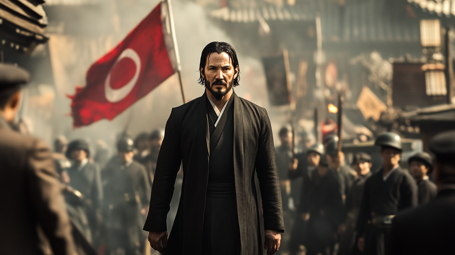 John Wick raising flag in Korea in 1919.