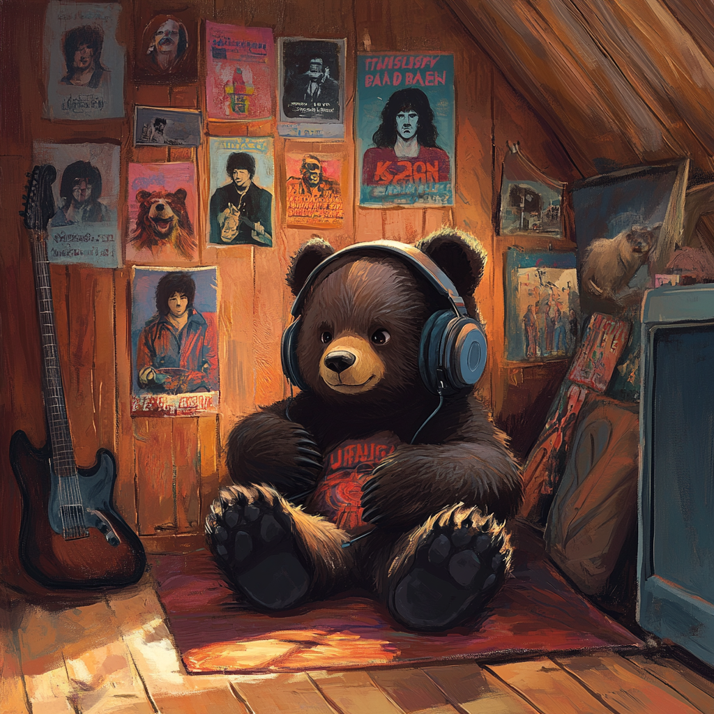 Jonny's Cozy Bear Cave Listening to Music