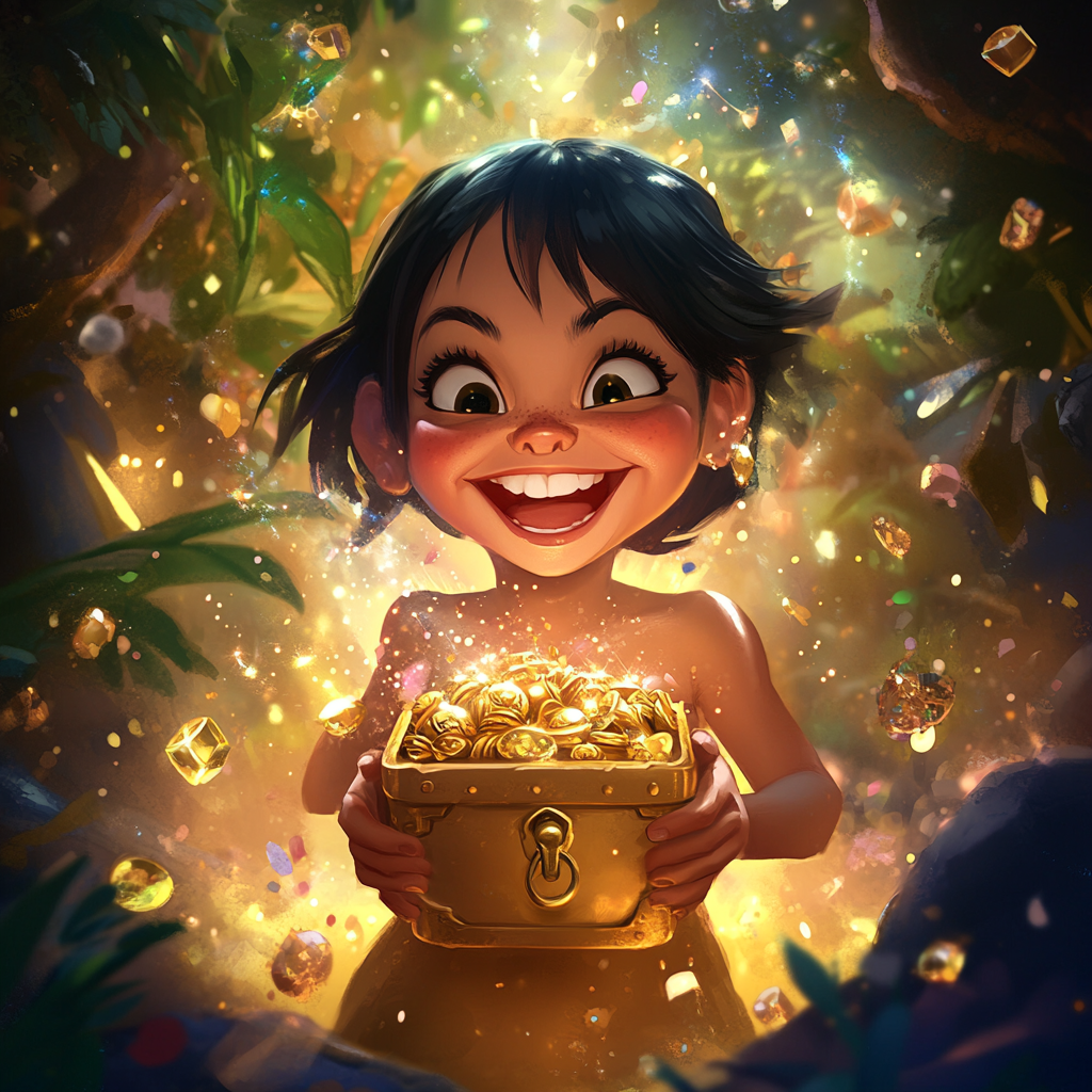 Joyful Disney-style Treasure Discovery Portrait for Smartphone