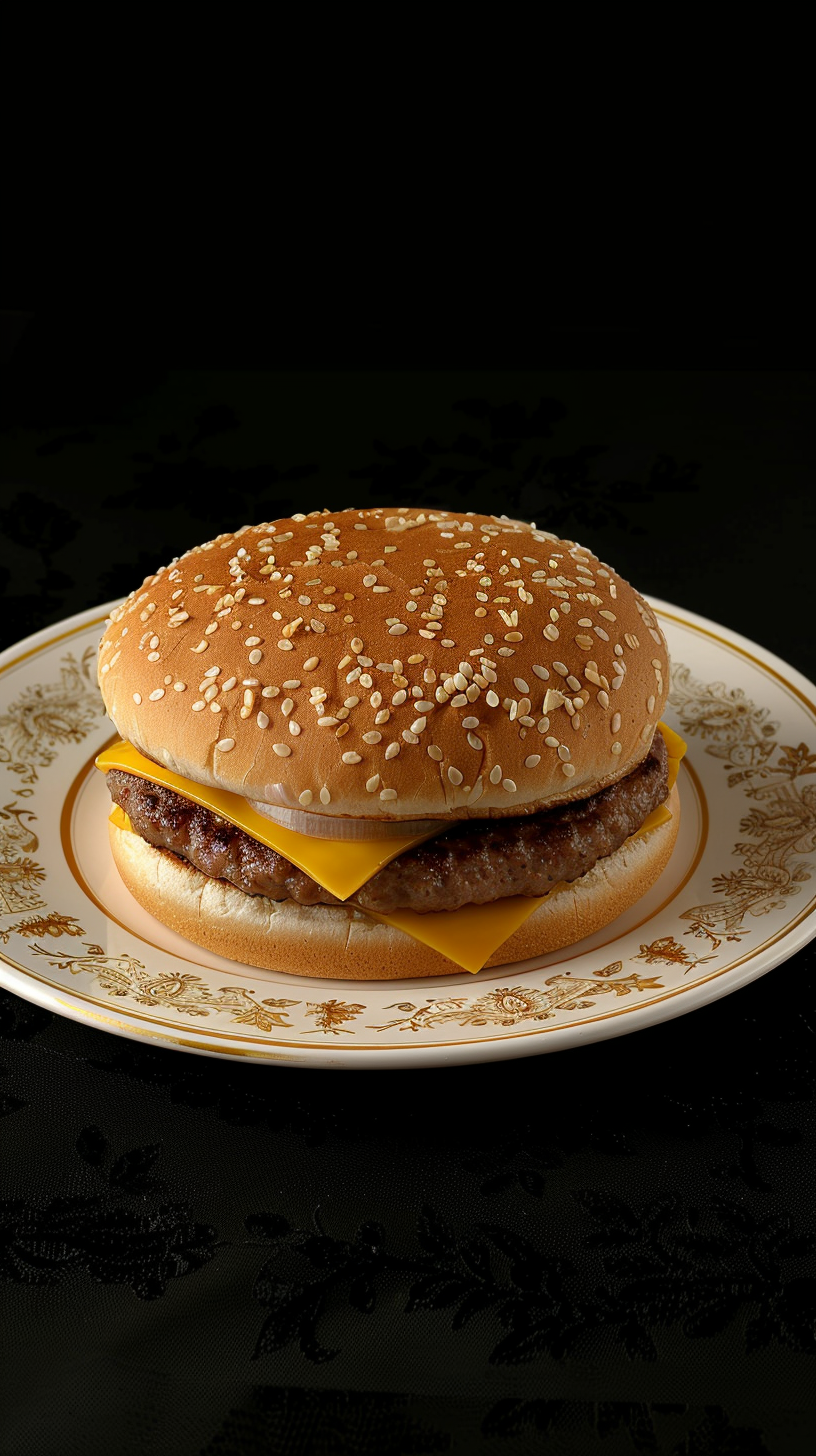 Juicy double cheeseburger on a plate