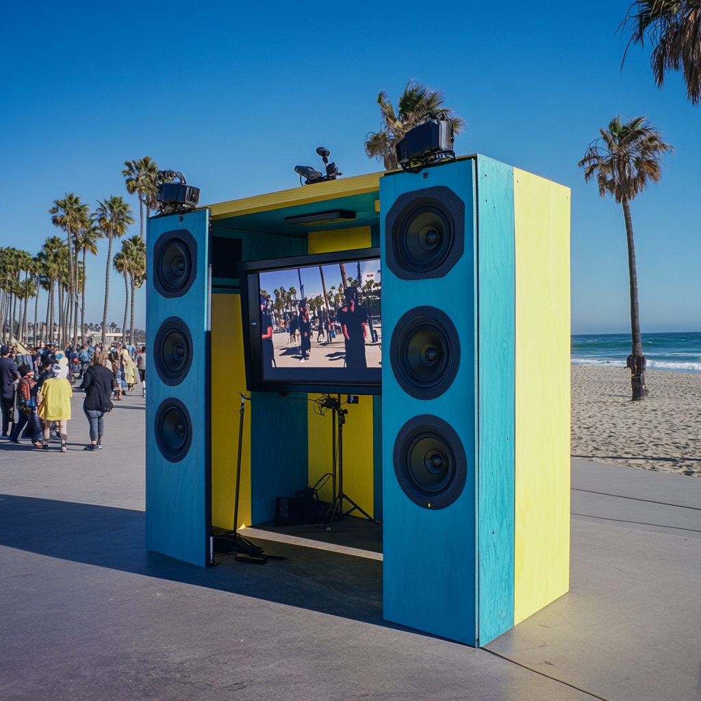 Karaoke Booth at Sunny Muscle Beach Scene