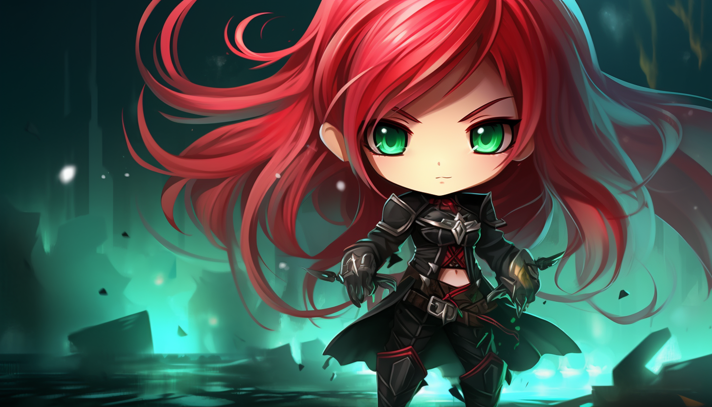 Katarina from League of Legends in anime style.