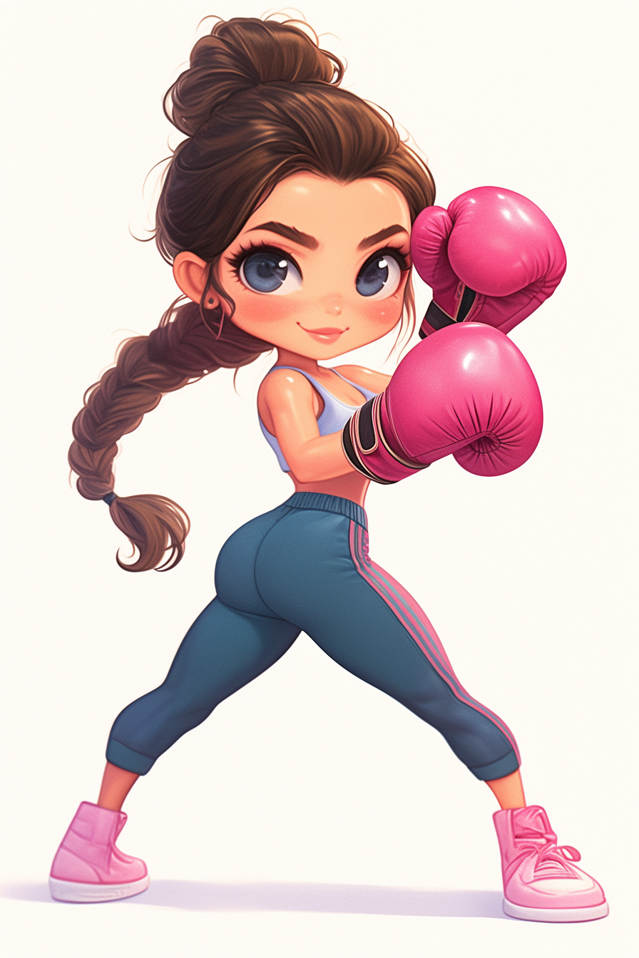 Kawaii Style Girl in Boxing Gloves