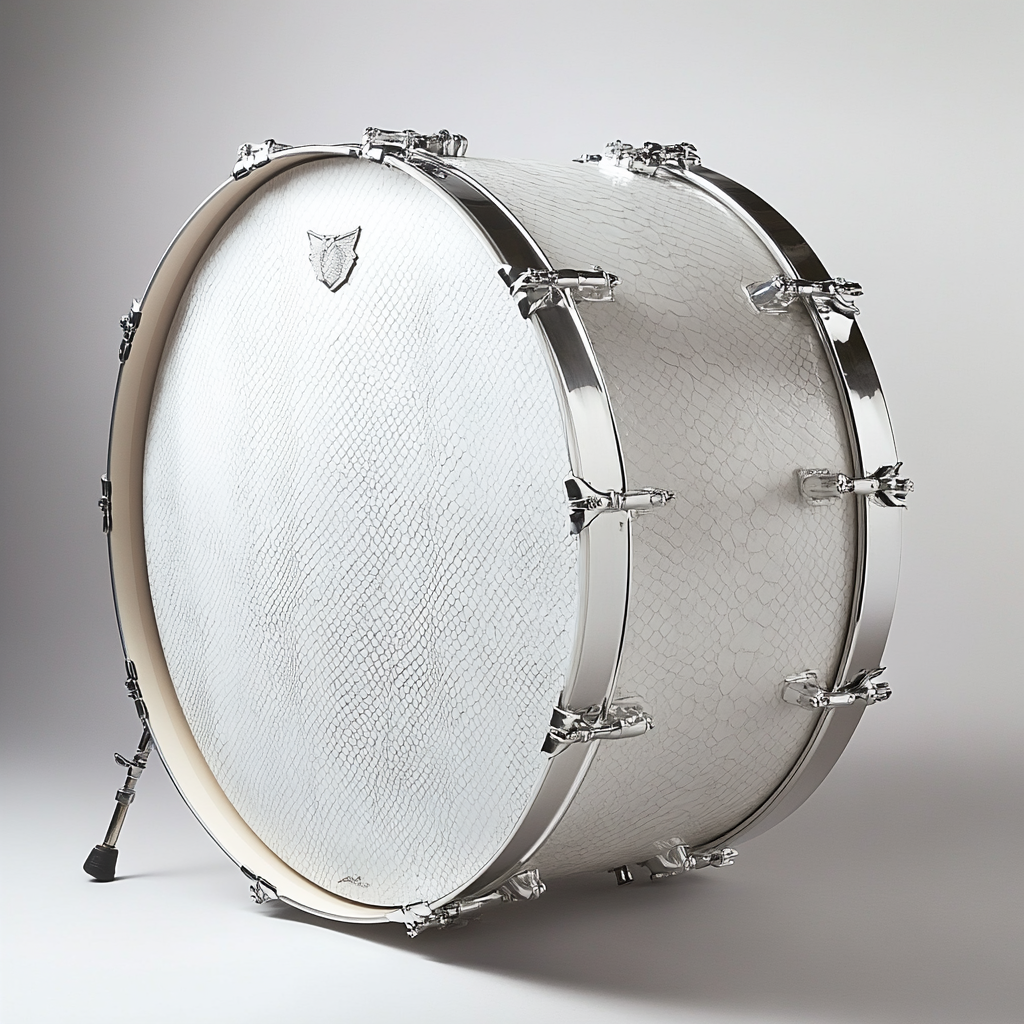 Kick Drum Product Photography with Logo Space, Snake Skin Pattern Accents