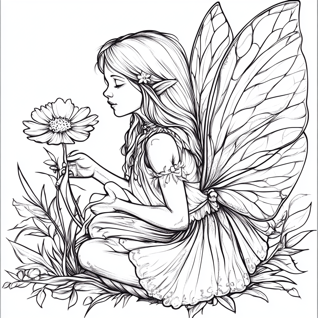 Kid's coloring page: Fairy of the Buttercup