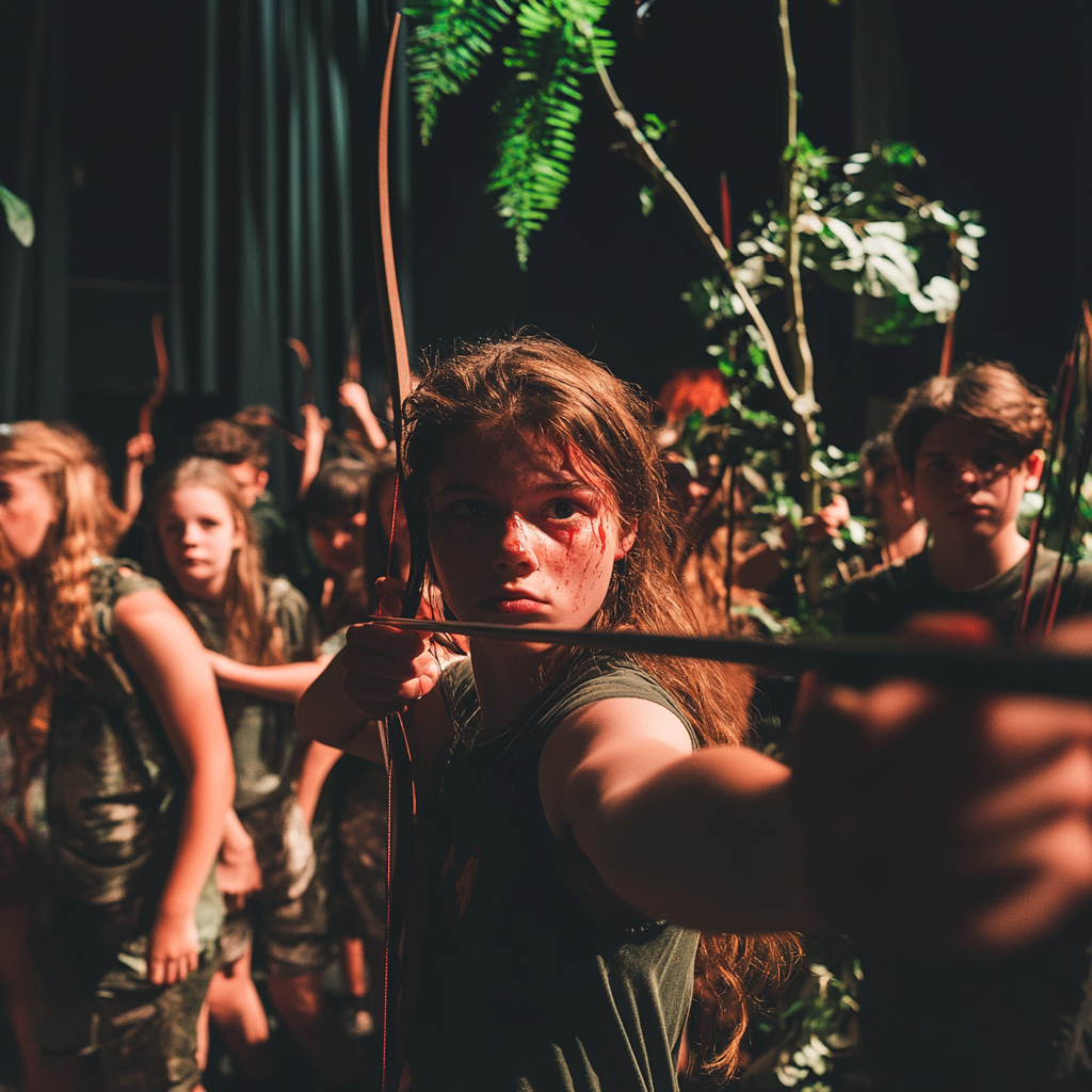 Kids bravely act in futuristic Robin Hood play.