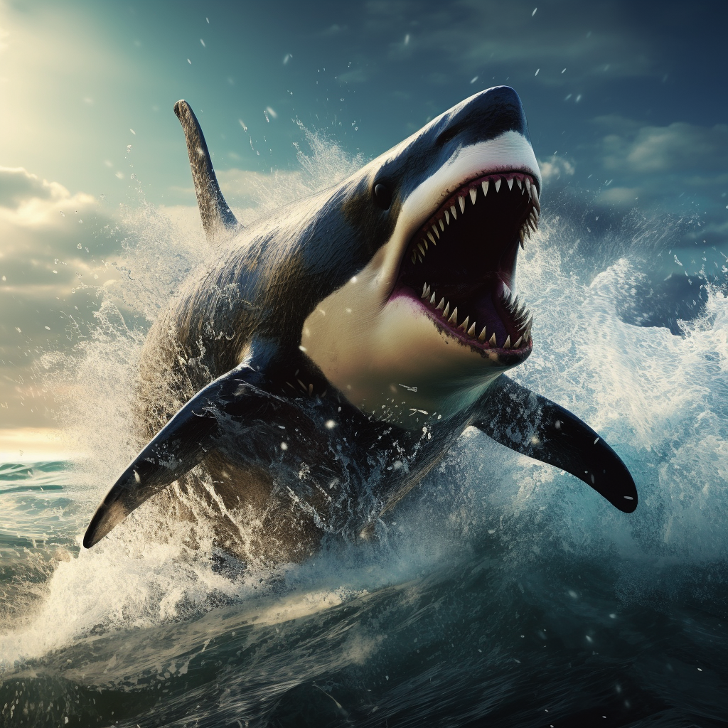 Killer Whale Attacking Shark 3D Stock Photo