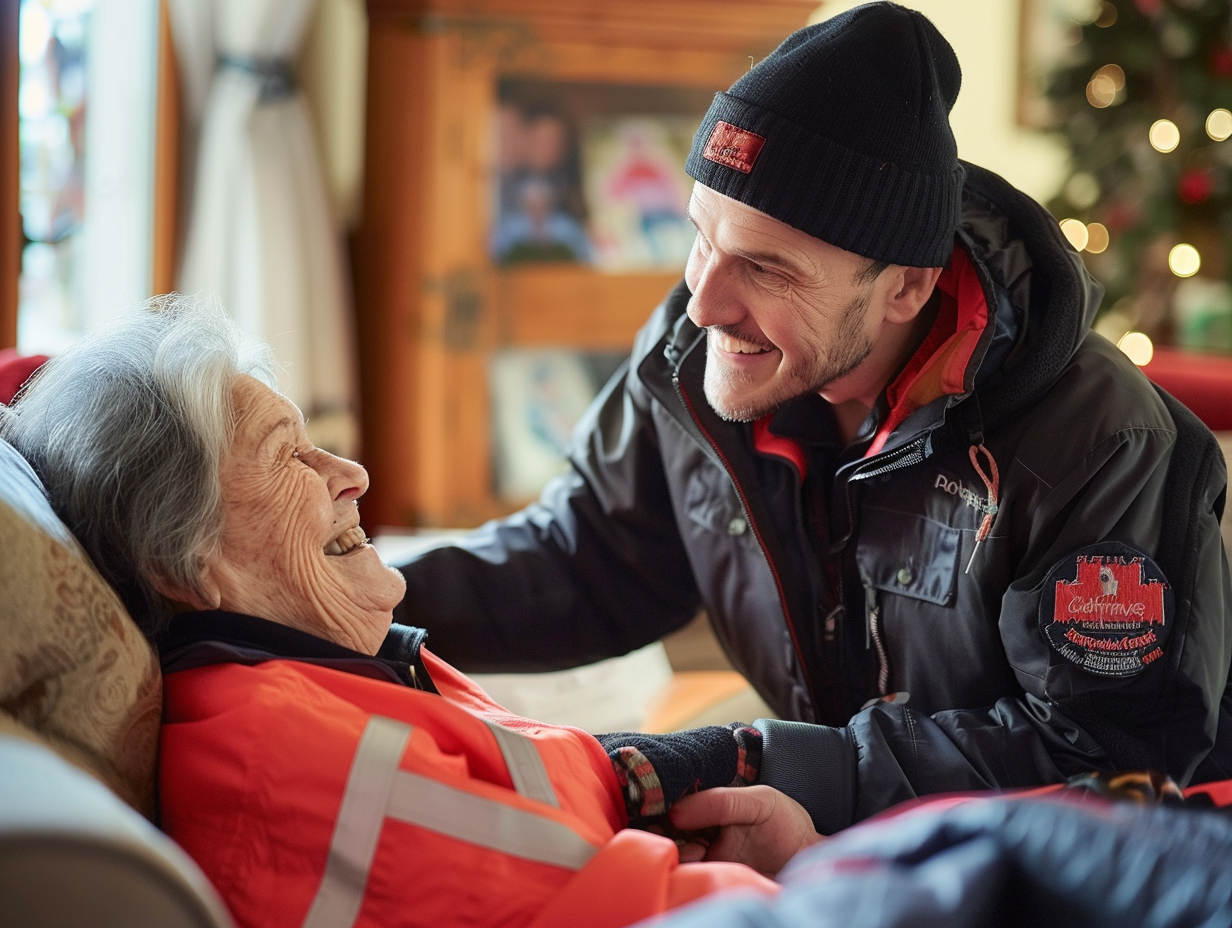 Kind Man Helps Elderly Lady Pack with Love