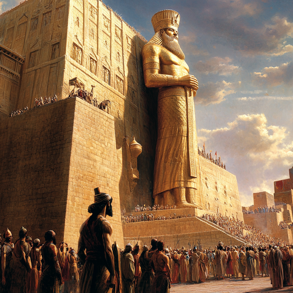 King Nebuchadnezzar's golden statue outside Babylon.