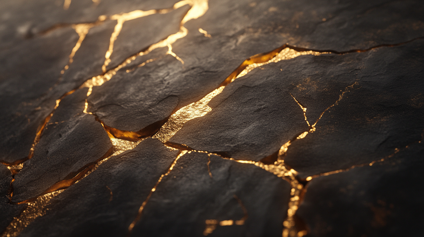 Kintsugi Gold Cracks on Ultra-Realistic Exploding Stone Wall