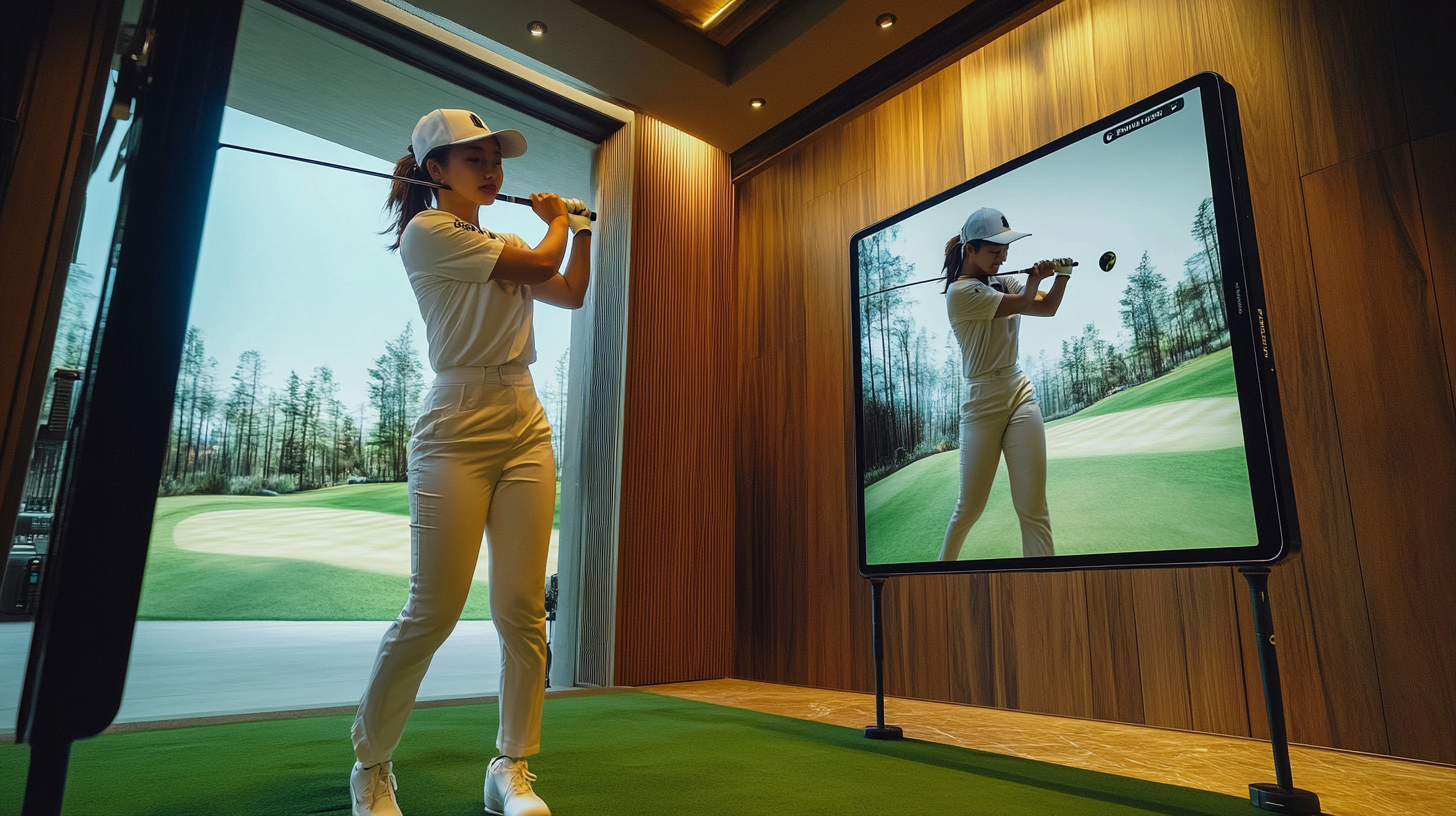 Korean Female Golfer Smartphone Tutorial in Indoor Studio