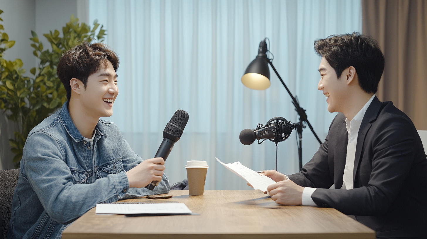 Korean Men Podcast Interview Setting 16:9