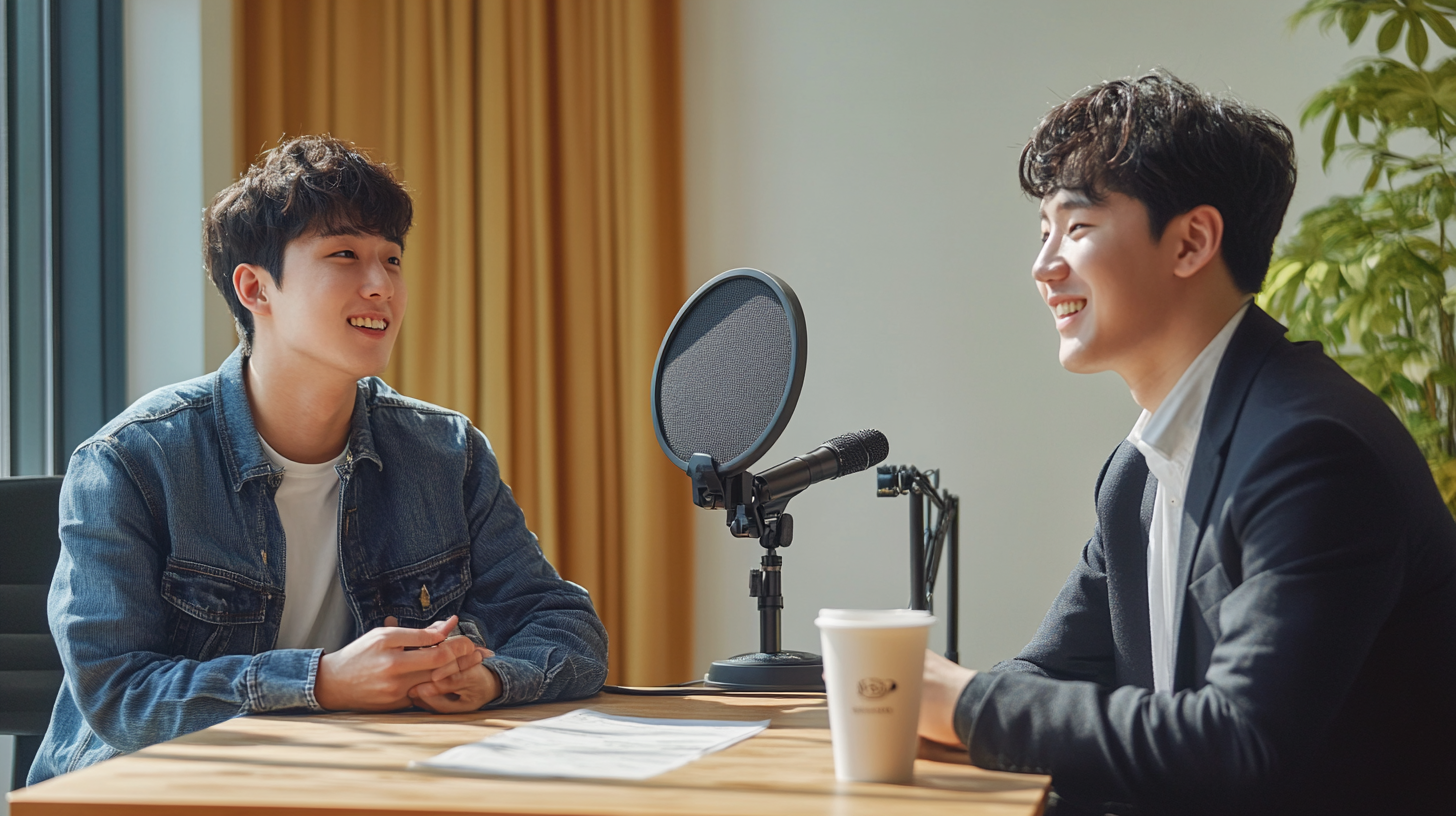 Korean Men Podcast Interview in Stylish Studio