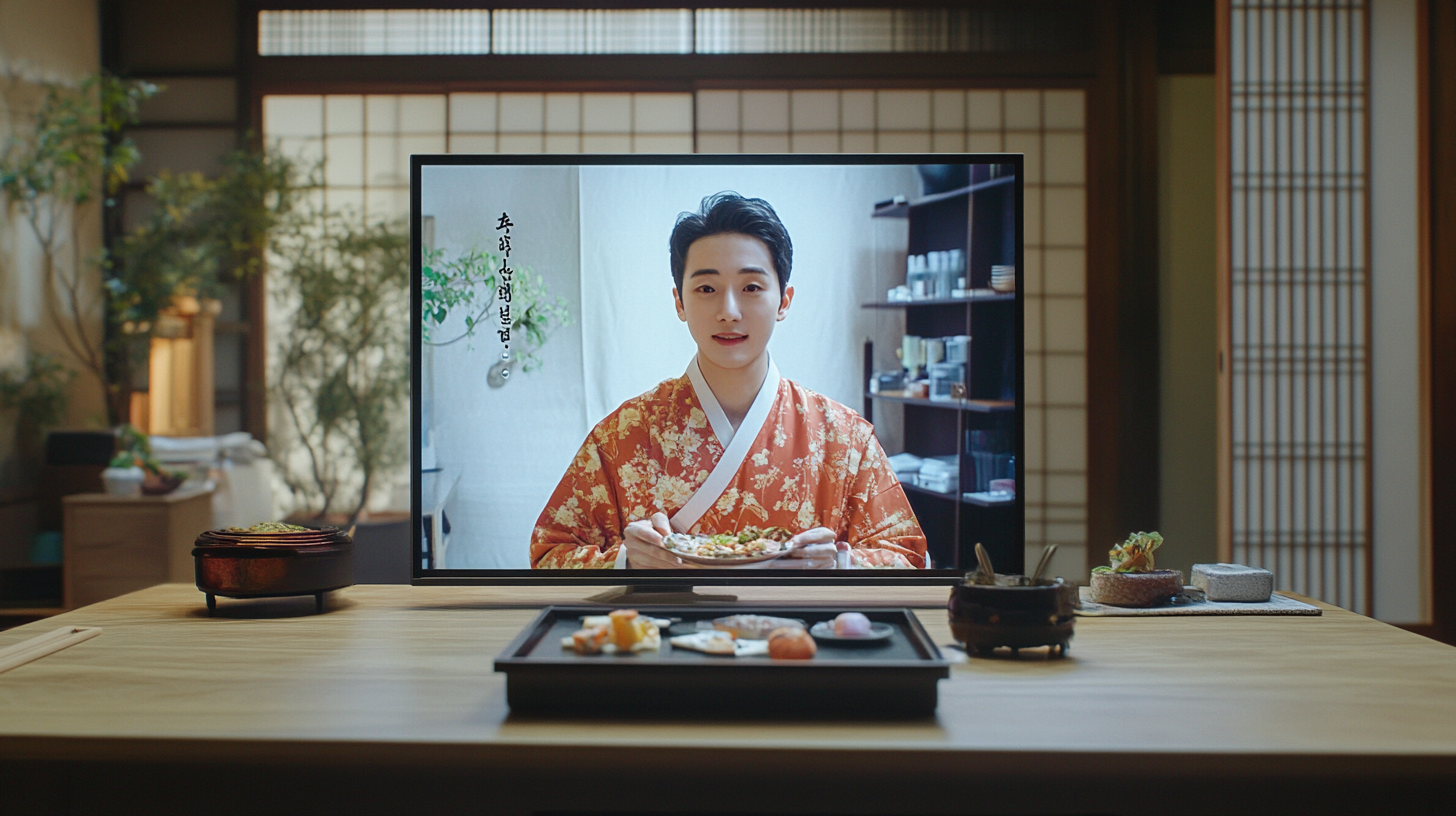 Korean Split-Screen Live Commerce Broadcasts Displaying Food and Fashion