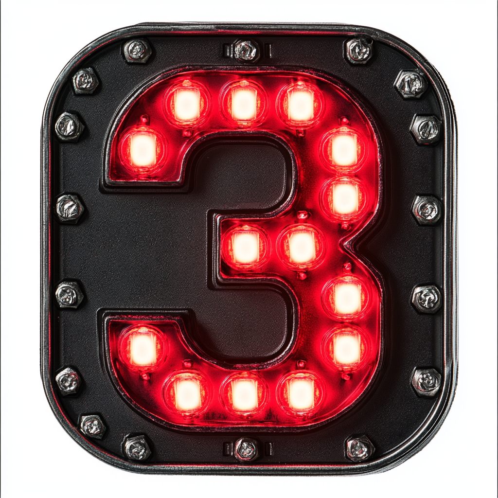 LED display showing number 3 with red segments.