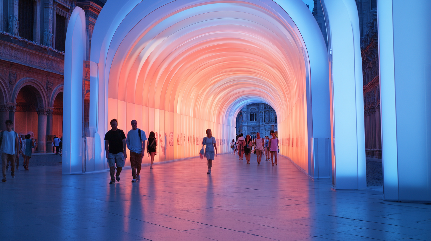 LED tunnel in Rome with glass and acrylic faces.