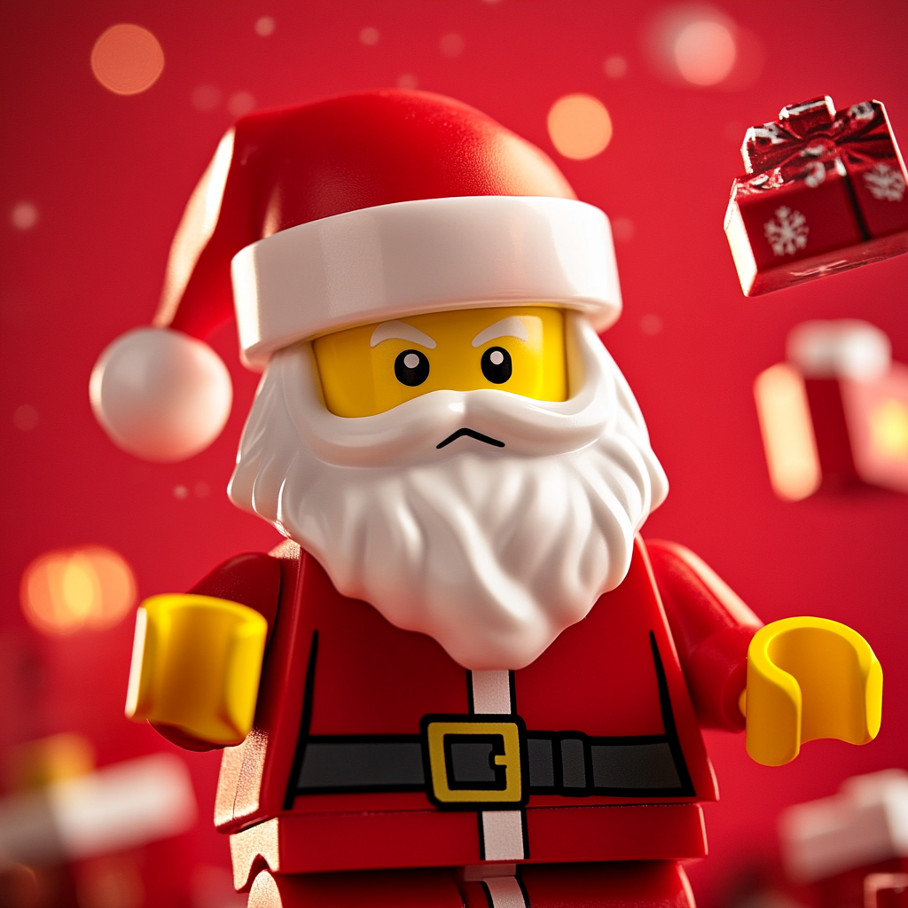 LEGO Santa Claus Portrait in Christmas Village, 8k Raw Style