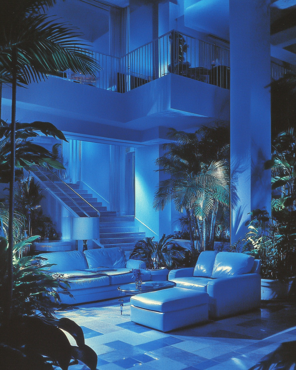 Late 1980s decor magazine featuring large mansion interior.