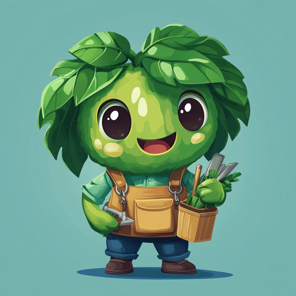 Leafy the Plant Whisperer, Monstera leaf mascot logo.