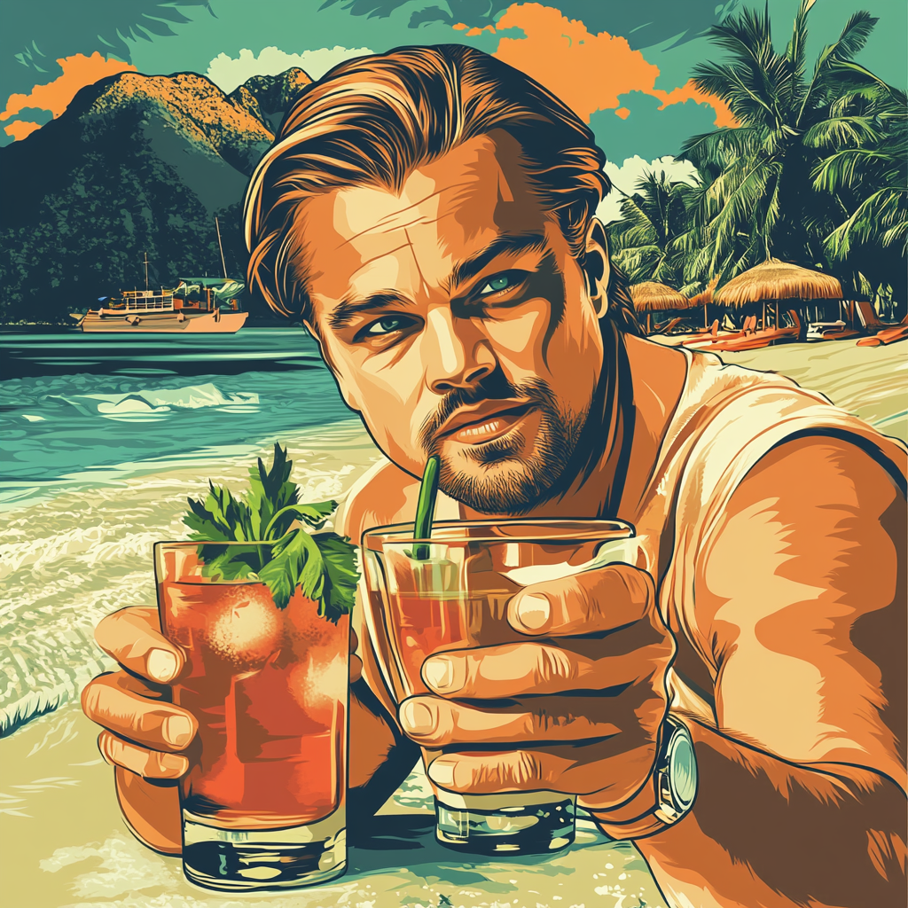 Leonardo Dicaprio enjoys tommy margarita with jalapeno garnish.