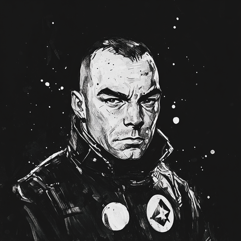 Liev Schreiber look-alike in sci-fi outfit