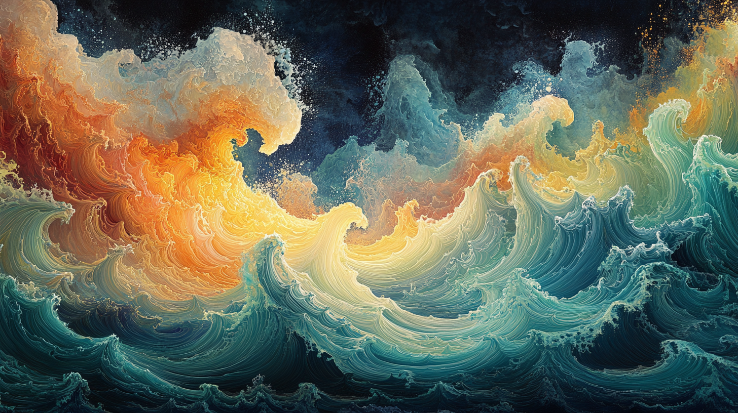 Light Wave Ocean Universe Oil Painting 