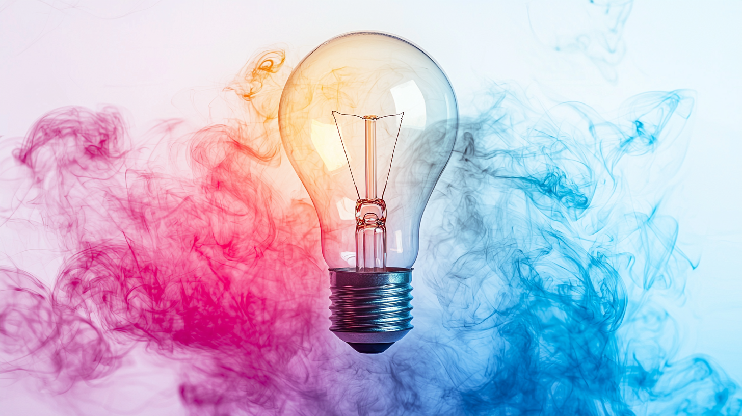 Light bulb symbolizes innovative business ideas on white background.