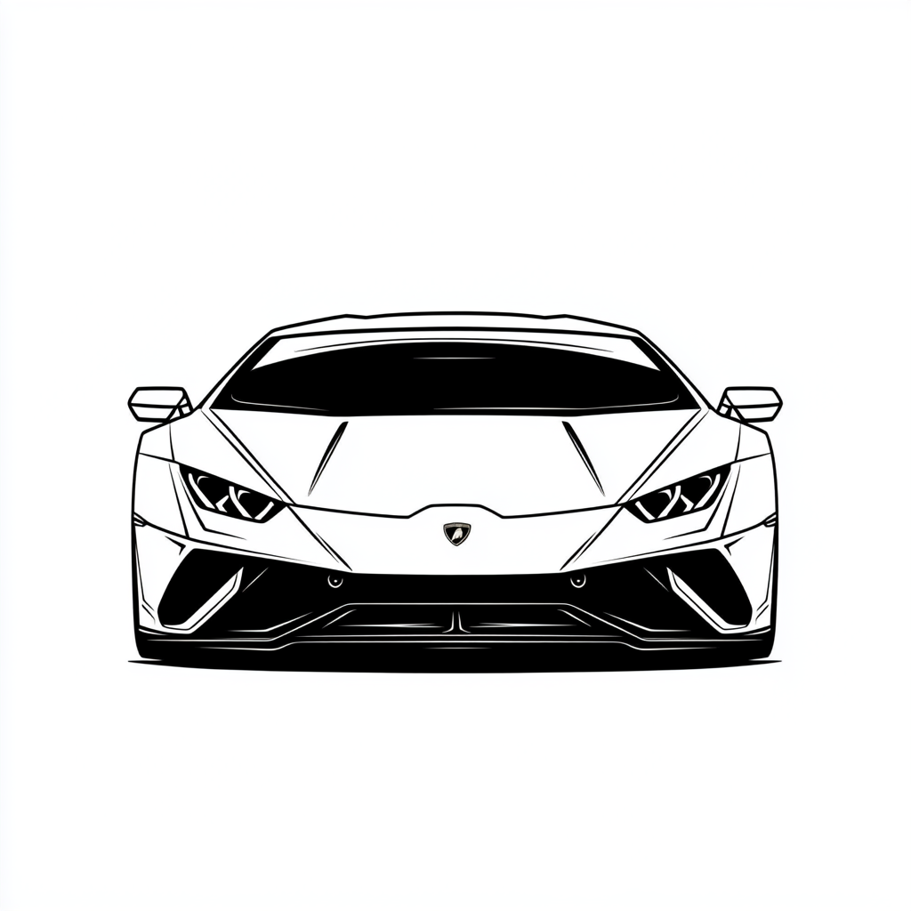 Line drawing of Lamborghini Huracan logo in black