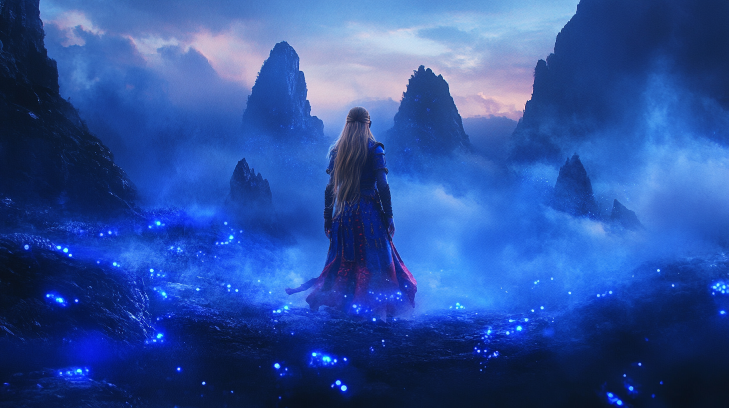 Link in Ethnic Clothes Amidst Dreamy Blue Mountains